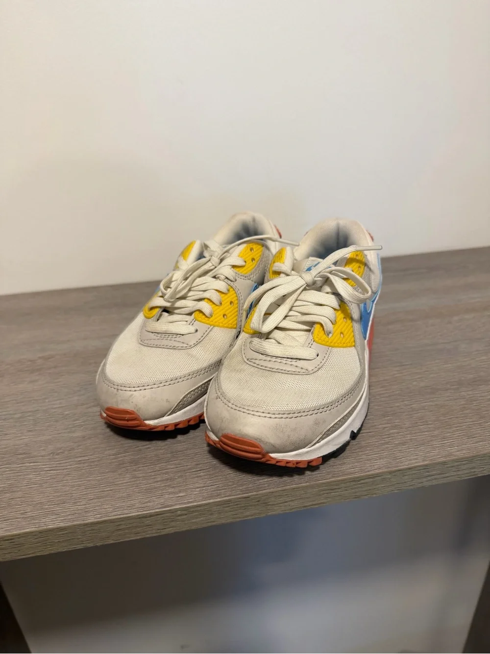 Nike Women’s Sneakers Beige with Blue, Yellow & Coral Accents